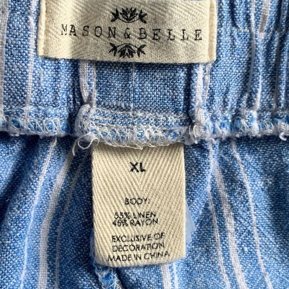 Blue Striped High Waist Women Shorts - Picture 6 of 8